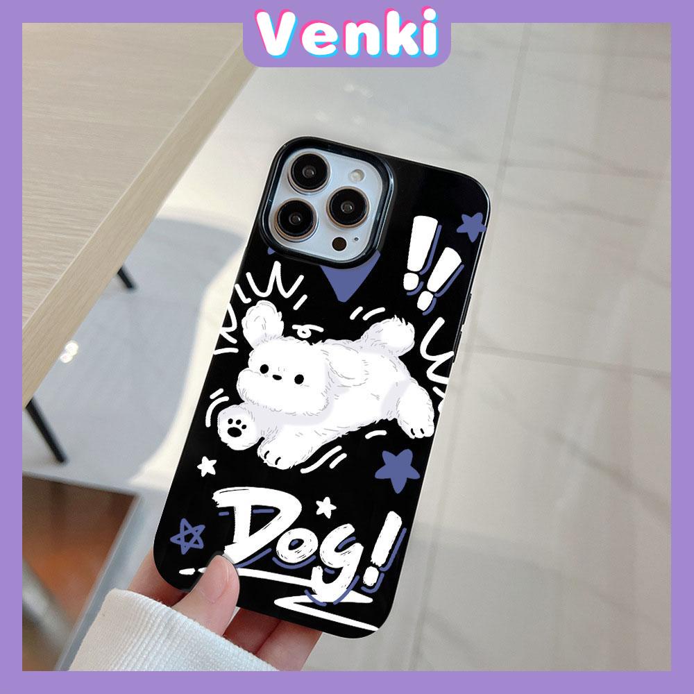 VENKI - For iPhone 11 iPhone Case Black Glossy TPU Soft Case Shockproof Protection Camera Cute Dog Compatible with iPhone 14 13 Pro max 12 Pro Max 11 xr xs max 7Plus 8Plus