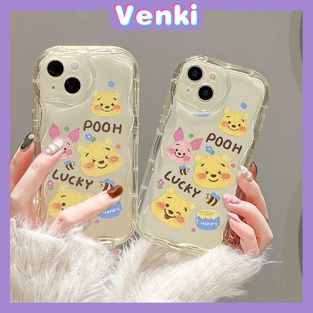 VENKI - For iPhone 11 iPhone Case 3D Curved Edge Wave Clear Case TPU Airbag Shockproof Camera Cover Cute Bear Compatible with iPhone 14 13 Pro max 12 Pro Max xr xs max 7 Plus 8