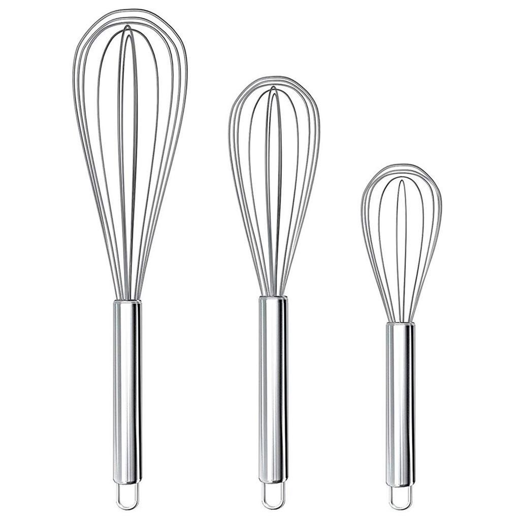 3pcs Eggbeater Bahan Stainless Steel Ukuran Berbeda Untuk Memadukan Kocokan Mengalahkan Pengaduk