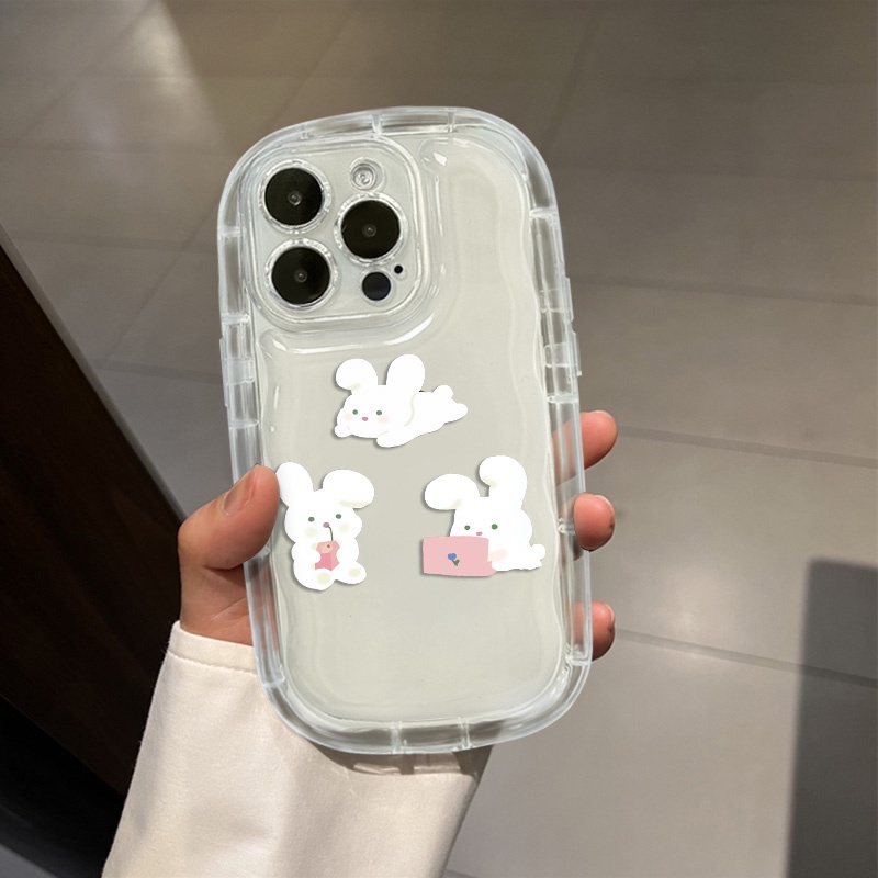 IPHONE Kelinci Lucu Shockproof Case Kompatibel Untuk Casing Ponsel Iphone13 11 14 12 Pro XS Max X XR 7 +8 Plus Cover Silikon TPU Transparan Lembut