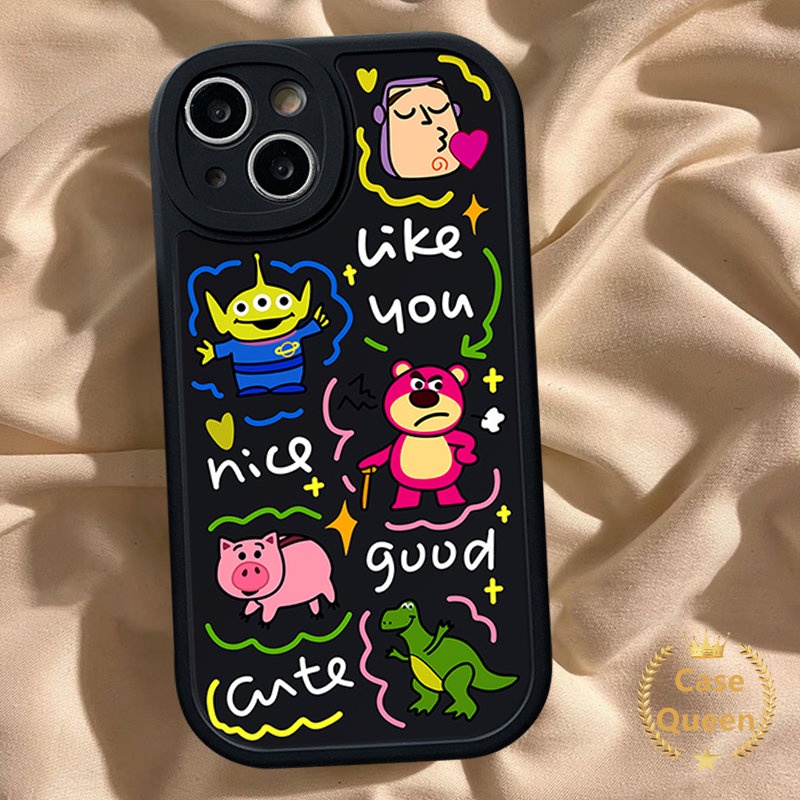 Lovely Pig Kartun Toy Story Alien Phone Case Kompatibel Untuk IPhone XR XS X Max7 6 6s 8plus 11 13 12 14 Pro Max 7Plus SE 2020 Cute Strawberry Bear Manyo Soft Tpu Cover