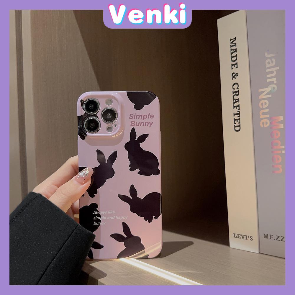 VENKI - For iPhone 11 iPhone Case Purple Glossy TPU Soft Shell Shockproof Camera Case Protective Black Color Rabbit Compatible with iPhone 14 13 Pro max 12 Pro Max xr xs max 7 8