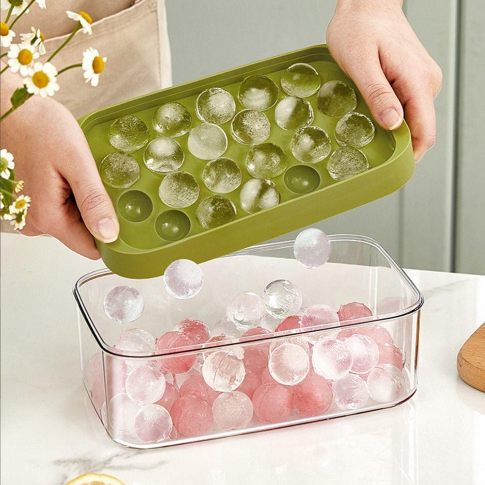 [Elegan] Ice Cube Tray Anggur Reusable Kapasitas Tinggi Dengan Tutup Rumah Tangga Pembuat Es Kotak Penyimpanan Es