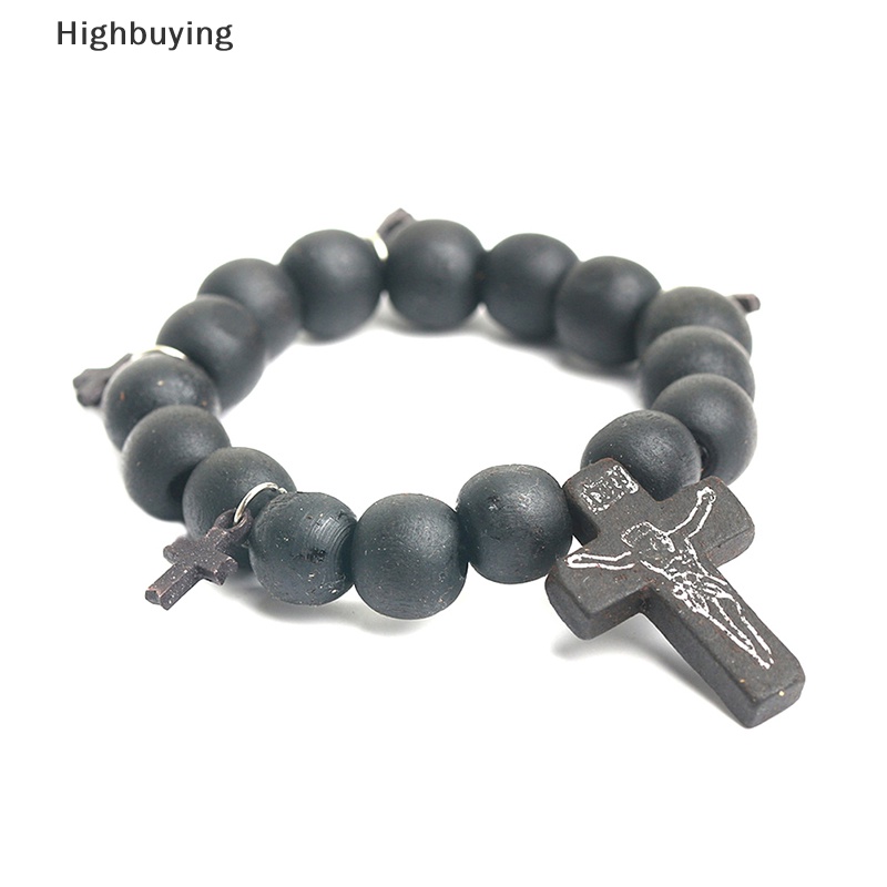 Hbid Retro Christ Jesus Beads Cross Gelang Pria Wanita Perhiasan Religi Hadiah Glory