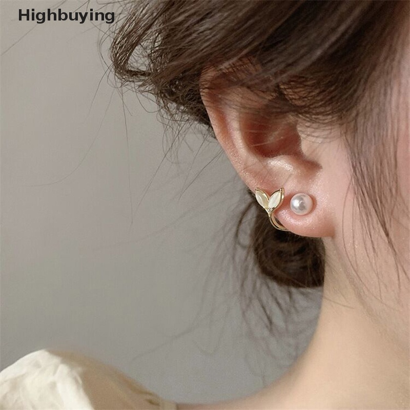 Hbid Baru Cahaya Zirkon Fishtail Pearl Stud Earrings Untuk Wanita Fashion Kristal Mutiara Imitasi Manis Anting-Anting Gadis Perhiasan Hadiah Glory