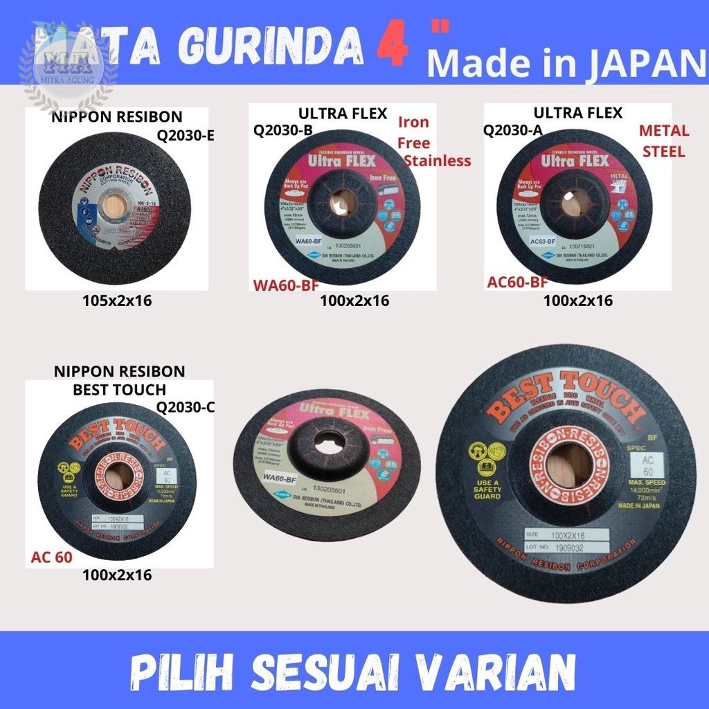 MATA GURINDA POTONG BESI NIPPON RESIBON 4X2 x 1.2 / 4 x 1  BATU GURINDA GERINDA POTONG CUTTING WHEEL MADE IN JAPAN