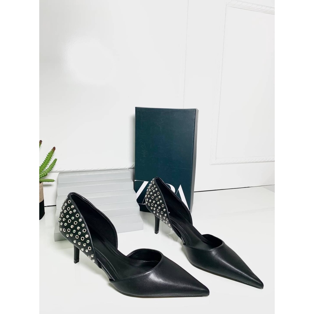 SEPATU WANITA HIGH HEELS ZS521 MOTIF POLKADOT METAL PREMIUM IMPORT