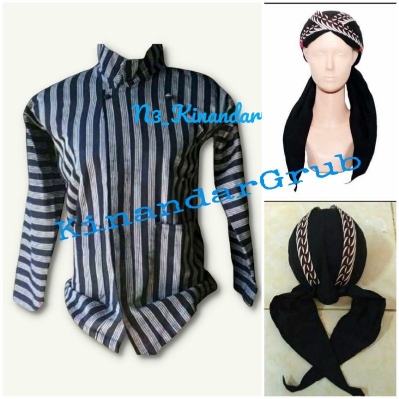 Lurik SET SURJAN LURIK ABU HITAM & BLANGKON