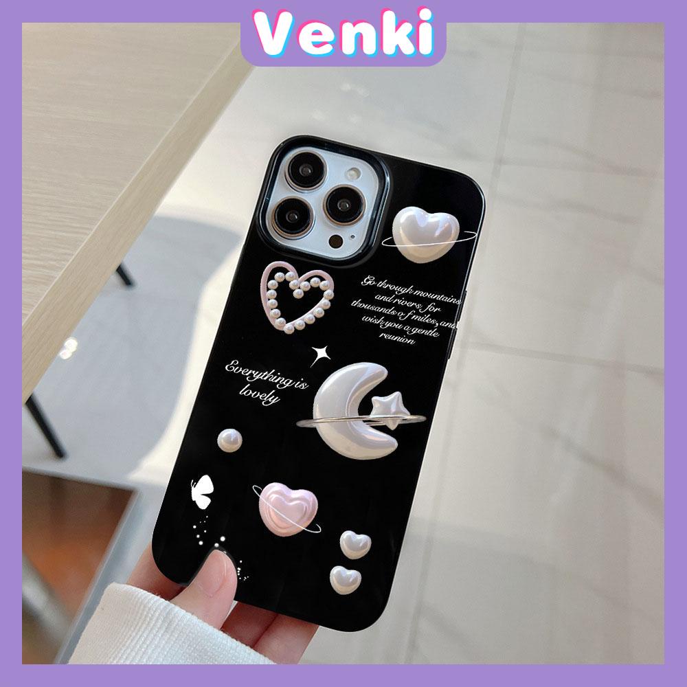 VENKI - For iPhone 11 iPhone Case Black Glossy TPU Soft Case Shockproof Protection Camera Love Star Moon Compatible with iPhone 14 13 Pro max 12 Pro Max xr xs max 7Plus 8Plus