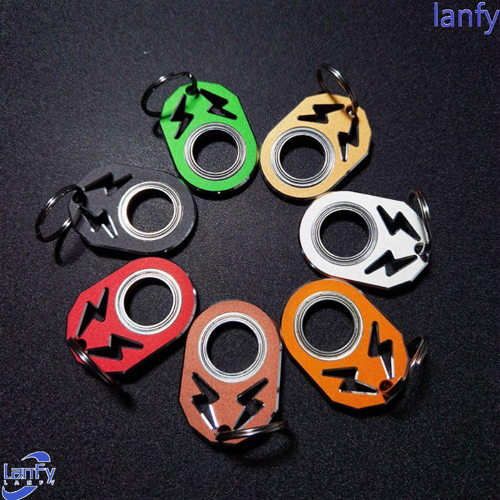 Lanfy Gantungan Kunci Rotator 1pc Metal Key Chain Tahan Tekanan Jari Keyring Hadiah Pesta Rotating Keyring Mainan