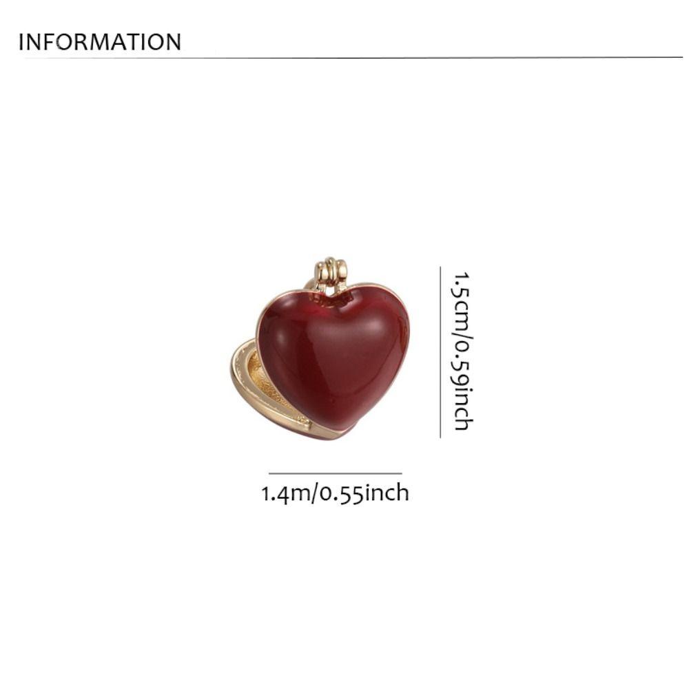 Mxbeauty Anting Gaya Korea Merah Trendy Pesta Elegan Glasir Paduan Sederhana Vintage Jantung Telinga Gesper