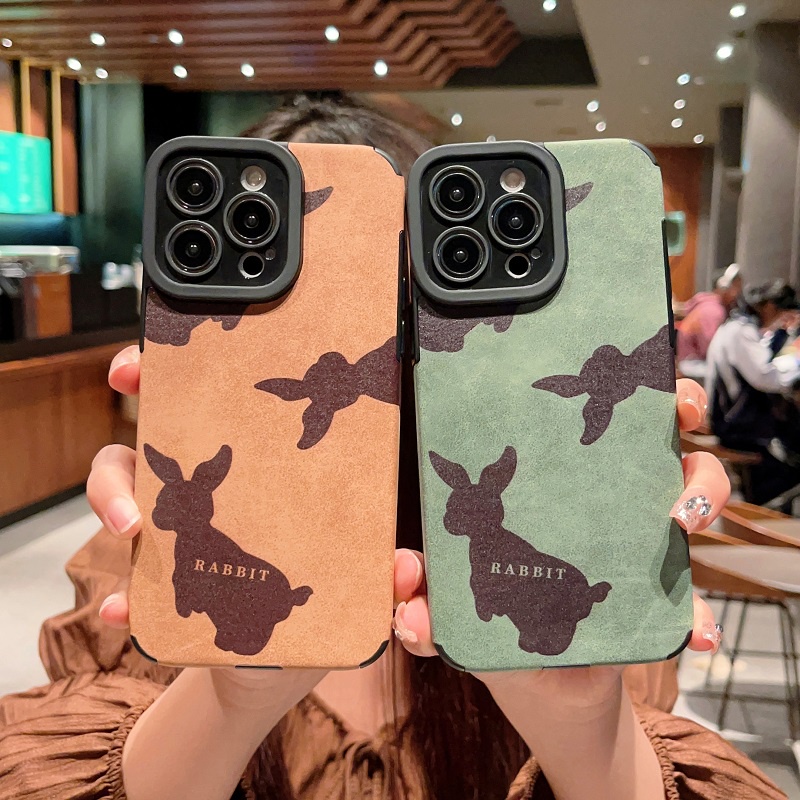 IPHONE Casing Pelindung Bahan Kulit Untuk Iphone14 13 12 11 Pro MAX X XR XS Max7 8 Plus soft case anti Jatuh Kelinci Lucu