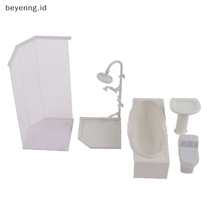 Beyen1: 25rumah Boneka Miniatur Kamar Mandi Set Shower Room Toilet Bathtub Wastafel Model Mainan ID