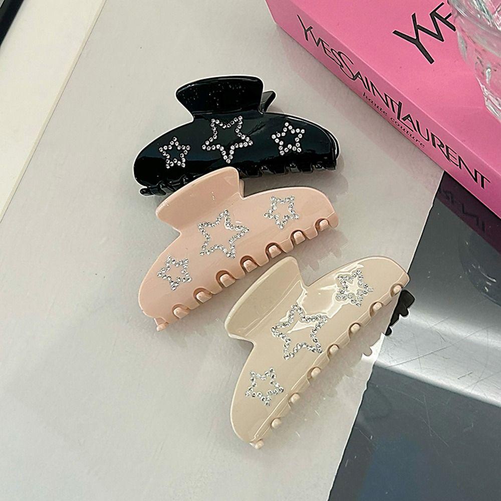 Fishstick Star Hair Claw Elegan Fashion Hiasan Kepala Manis Gaya Y2k Hair Crab Clip Gadis Jepit Rambut Ponytail Holder Zirkon Kristal Korea Hair Clips