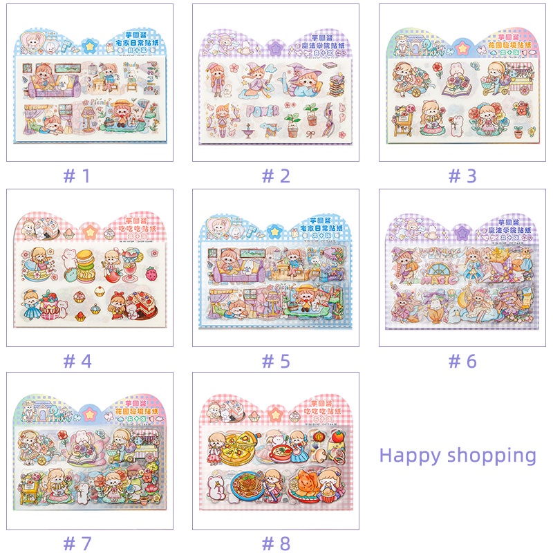 10lembar Kawaii Kartun Gadis Seri Deco Stiker Student Diary Deco DIY Decals