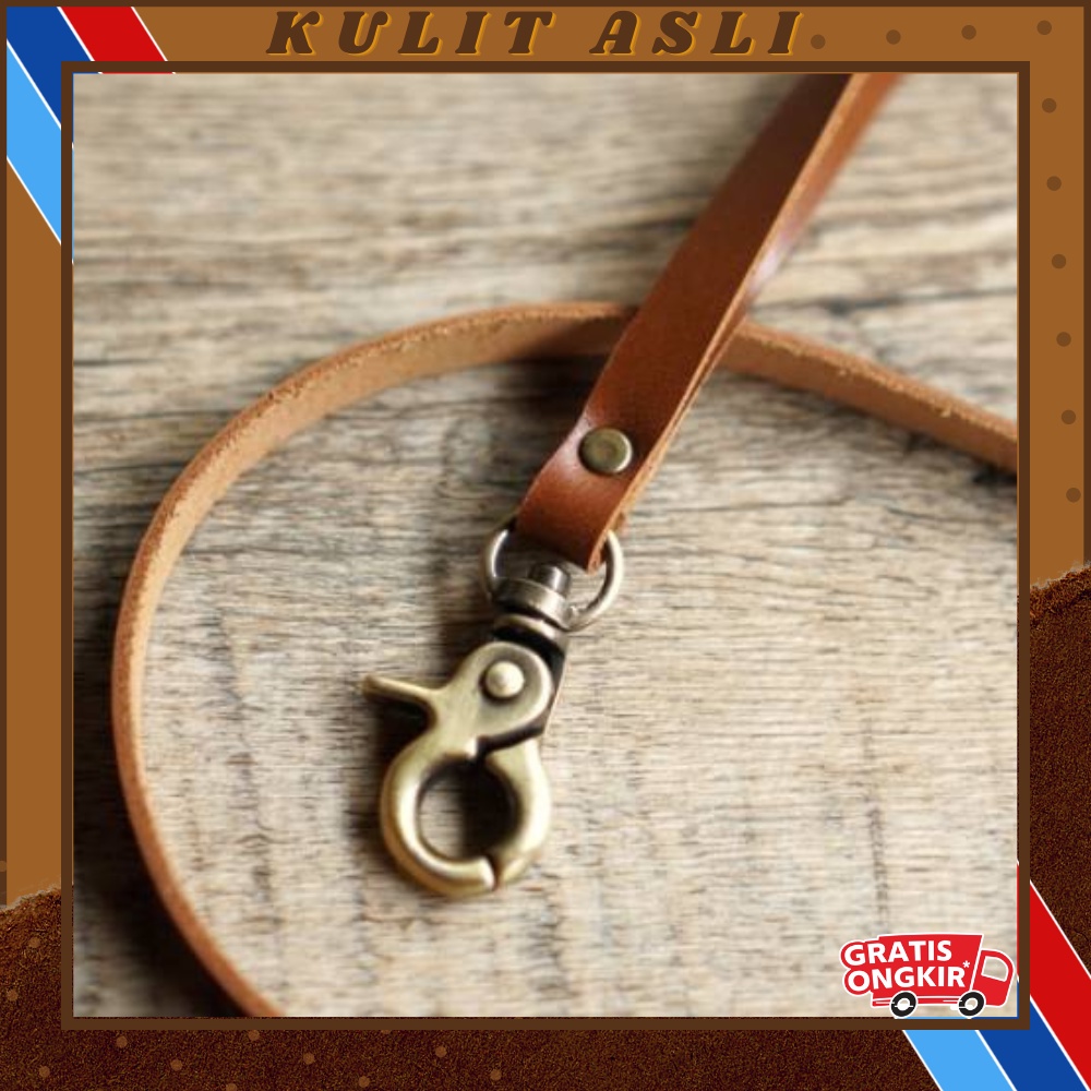 

Tali Kalung ID Card / Lanyard Kulit Asli - Cokelat Tua