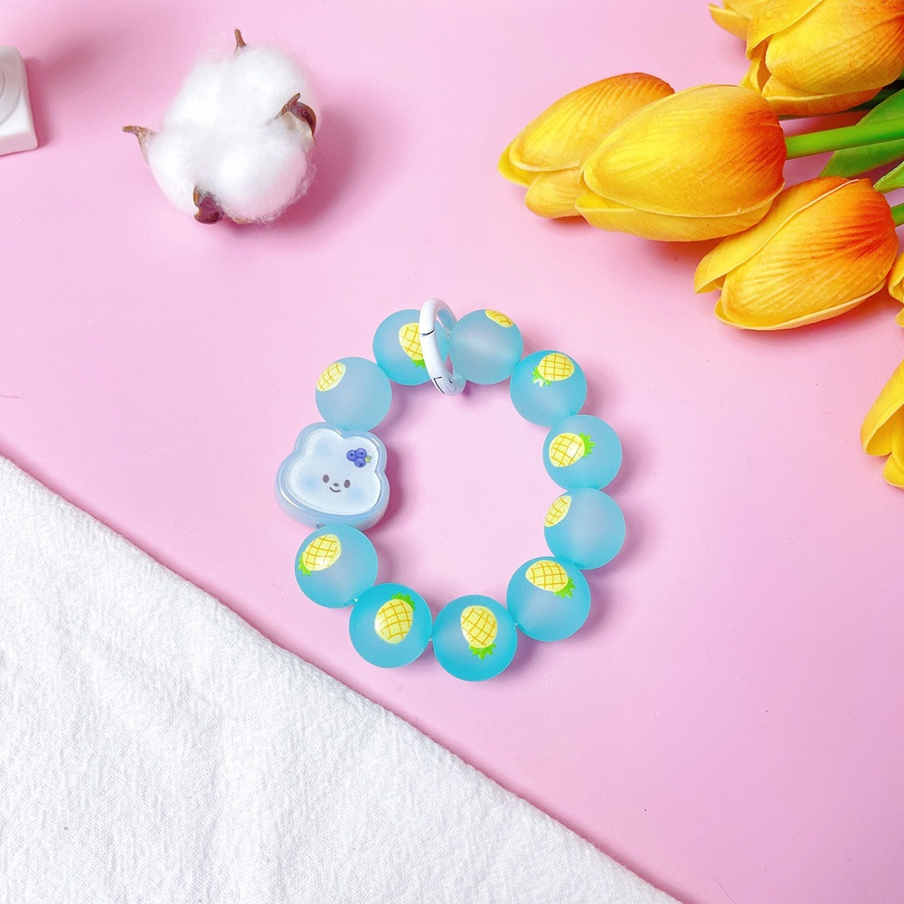 Permen Berwarna Frosted Bunny Keychain Anti Rontok Keychain Wristband DIY Phone Case Gelang