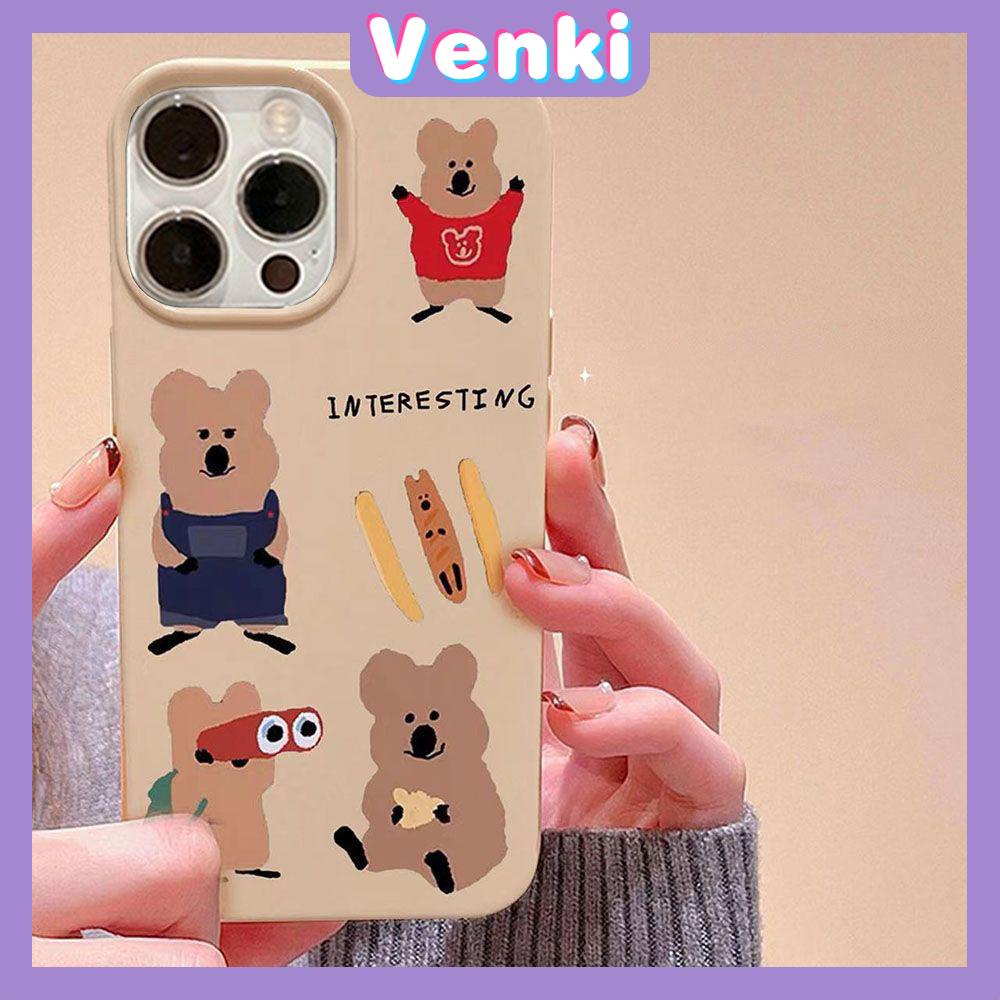 VENKI - For iPhone 11 iPhone Case Khaki Glossy TPU Soft Case Shockproof Protection Camera Cartoon Bear Persimmon Compatible with iPhone 14 13 Pro max 12 Pro Max xr xs max 7 8Plus