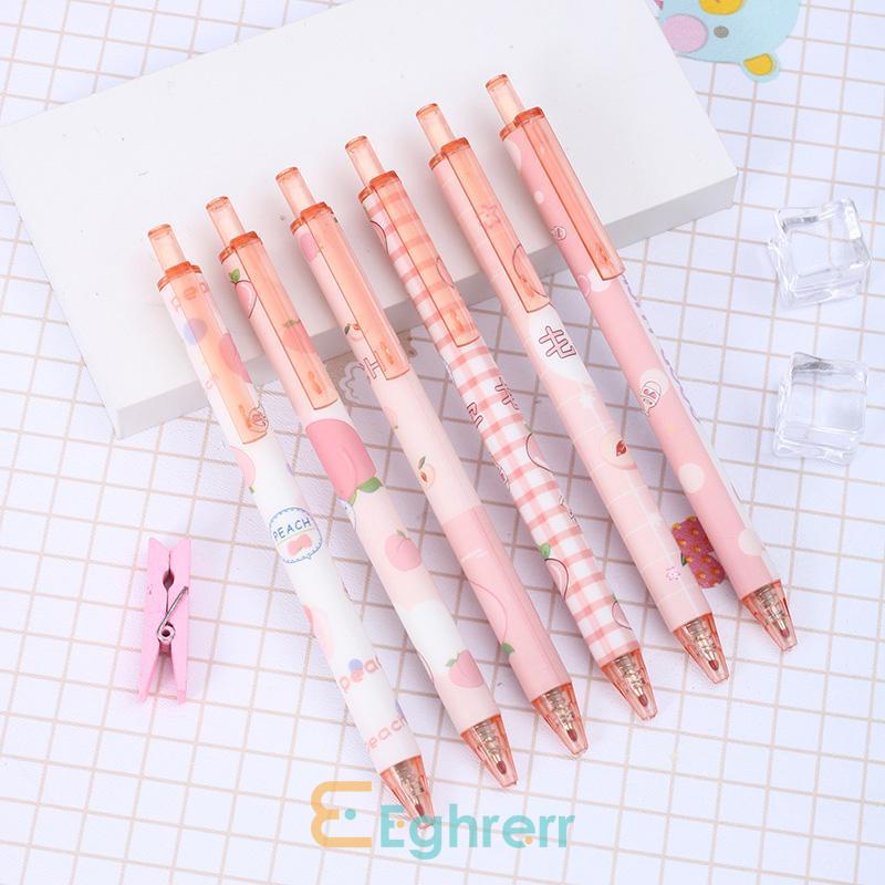 

✨EG-Student Peach Juice Press Pen Cute Gel Pen Girl Press 0.5 Black Pen-Eghrerr