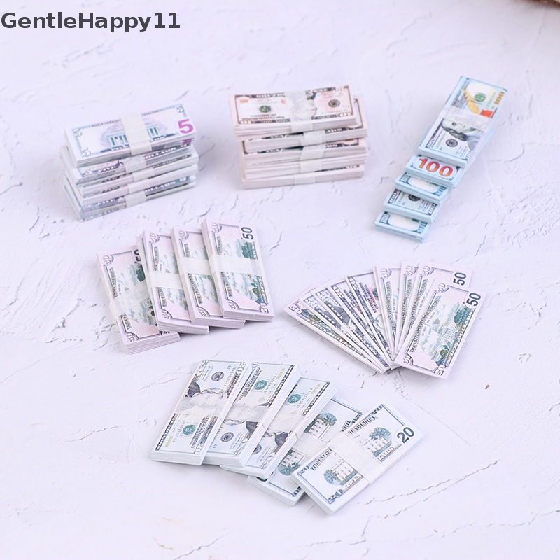 Gentlehappy 100Pcs/set 1: 12rumah Boneka5/10,20,50,100 Uang Kertas Dollar Model Decor id