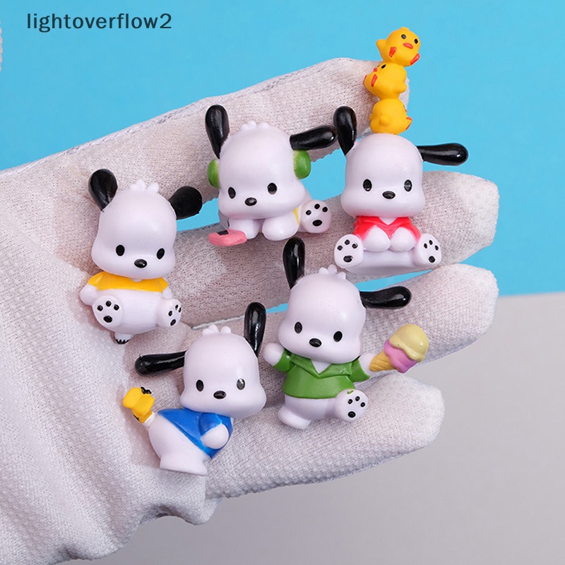 [lightoverflow2] 5pcs/set Kawaii Sanrios Anime Pochacco PC Dog Ornaments Q Version Gacha PVC Angka DIY Patch Aksesoris Boneka Hadiah [ID]