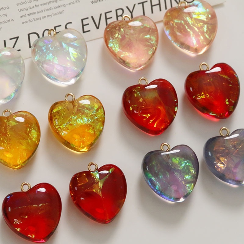 Siy Resin Pesona Hati 24x22mm Liontin Bentuk Cinta Hati Kecil Untuk Wanita DIY Necklace