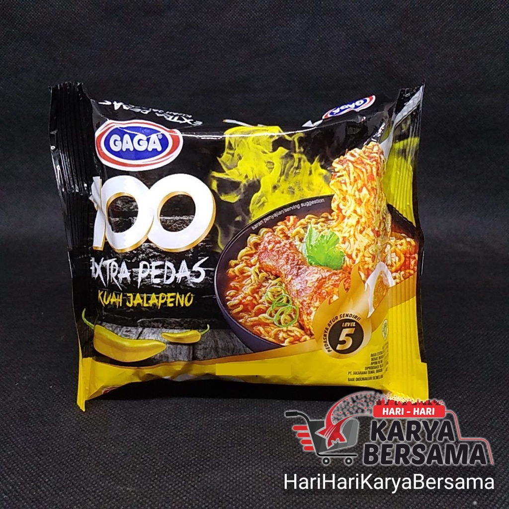 

GAGA 100 MIE INSTAN KUAH RASA EXTRA PEDAS JALAPENO 75GR