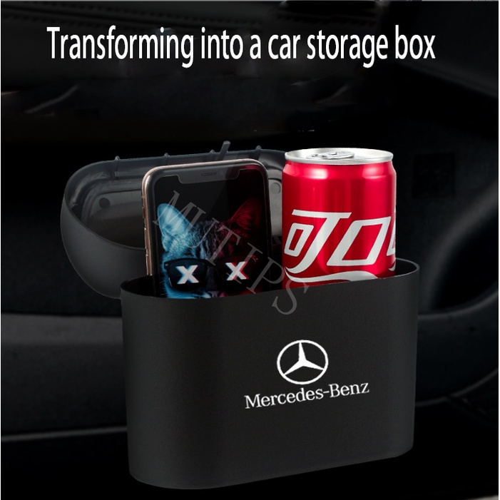 Mercedes Benz Tempat Sampah Mini Portabel Mobil Gantung Tutup Flip Dustbin Back Seat Waterproof ABS Kotak Penyimpanan Organizer Untuk EQE EQC W207 W211 W205 W212 W204 W220 W206 W124 W213 W218 W222