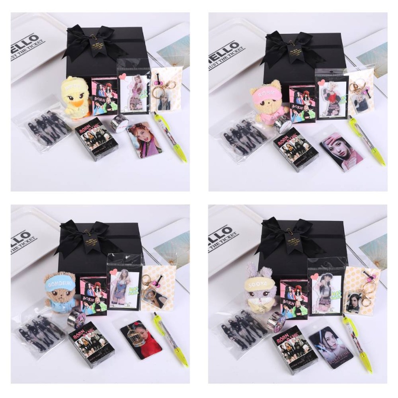 9pcs/set Blackpink Deluxe Gift Box Set Dengan Gantungan Kunci Boneka Plush BORN PINK 55pcs Photocards Pendant Sticker Pen, Set Hadiah Konser Idol Kpop Korea Untuk Koleksi Blink Blackpink