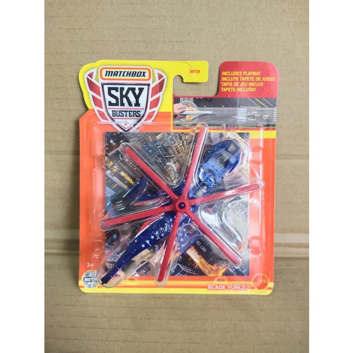 Matchbox Sky Busters Blade Force Biru Tua with Playmat