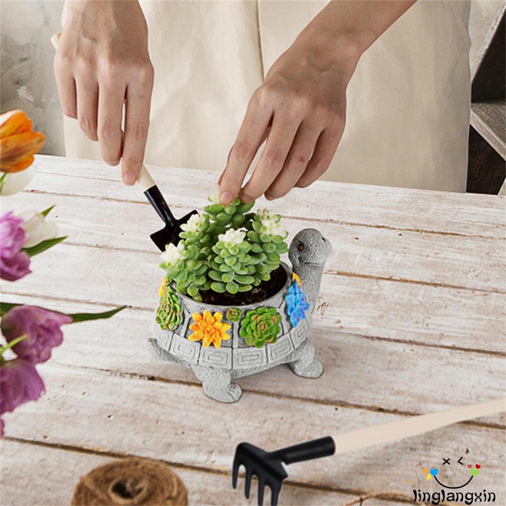 Llx-pot Bunga Resin, Pot Sukulen Kura-Kura Lucu Dekorasi Rumah Kantor Planter Art Craft Gift