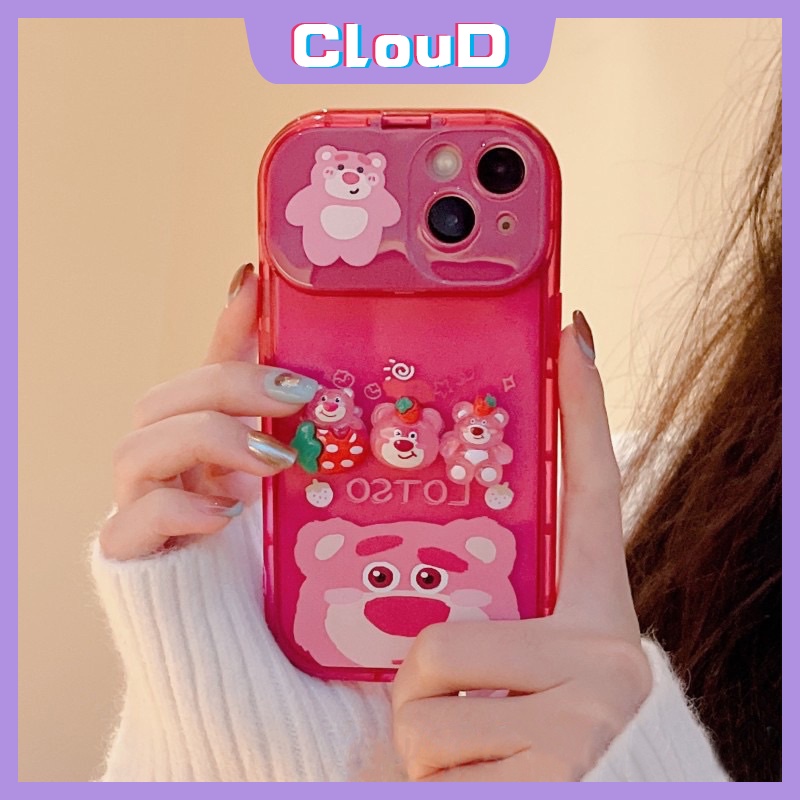 Untuk Y11 Y17 Y20i Y12i Y20s Y12 Y30G Y11s Y20 Y12S Y15 Y20s G Y12A Y91C Y1S Y20G Y20A Kartun Lucu Strawberry Bear Manyo 3D Mainan Kreatif Flip Make Up Cermin Shockproof Case