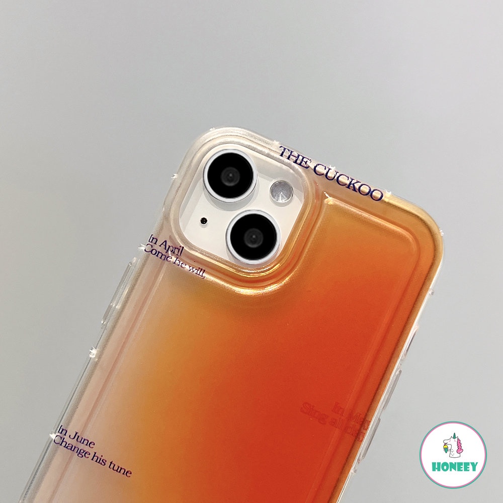 Fashion Gradient Orange English Phone Case Untuk iPhone 11 Pro Max13 14 12 Pro Max XS XR 6 7 8 Plus Shockproof Lembut TPU Cover Pelindung