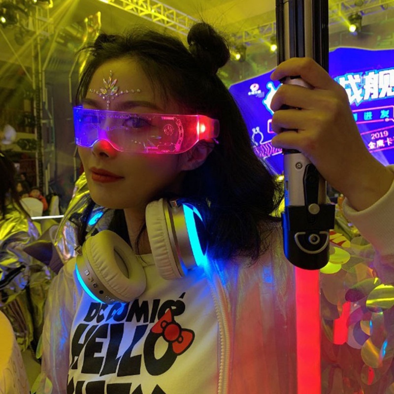 Kacamata Luminous LED Warna-Warni Kacamata Visor Elektronik Prop Kacamata Menyala Untuk Festival KTV Bar Kinerja Pesta