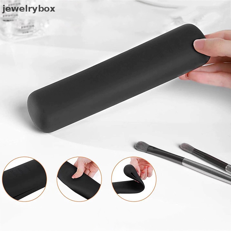 [jewelrybox] Kuas Make Up Silikon Portable Travel Makeup Case Tahan Air Tempat Brush Makeup Butik