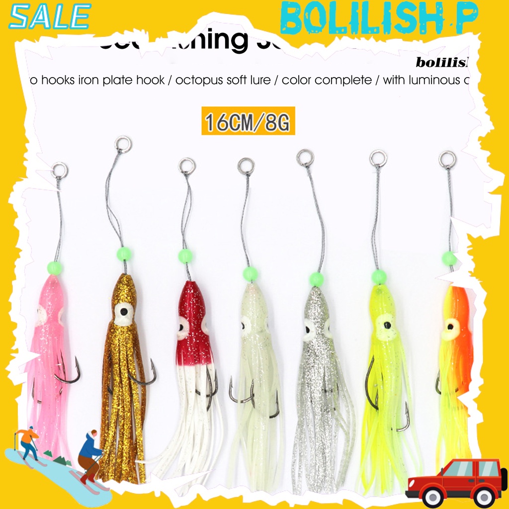 Bo-16cm/8g Silikon Umpan Cumi Tajam Hidup Berenang Kait Ganda Rok Gurita Umpan Alat Pancing