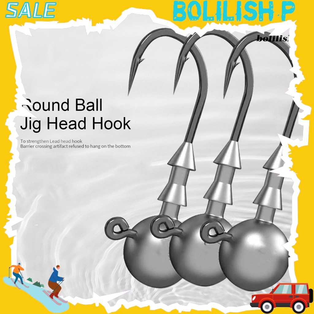 Bo-10pcs 3.5g-14g Memancing Kait Berduri Shank Paruh Umpan Paruh Kait Tajam Baja Karbon Tinggi Bulat Bola Jig Kepala Kait Untuk Air Tawar Air Asin