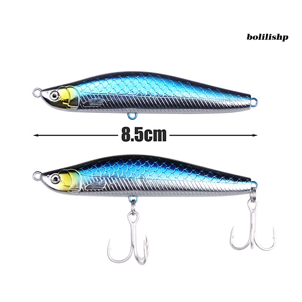 Bo-8.5cm/12g Umpan Pancing Simulasi Kulit Hidup Warna Cerah 3D Fisheyes Tajam Treble Hook Ikan Atraksi Efisien Pengecoran Panjang Pensil Tenggelam Lambat Buatan Umpan Alat Pancing