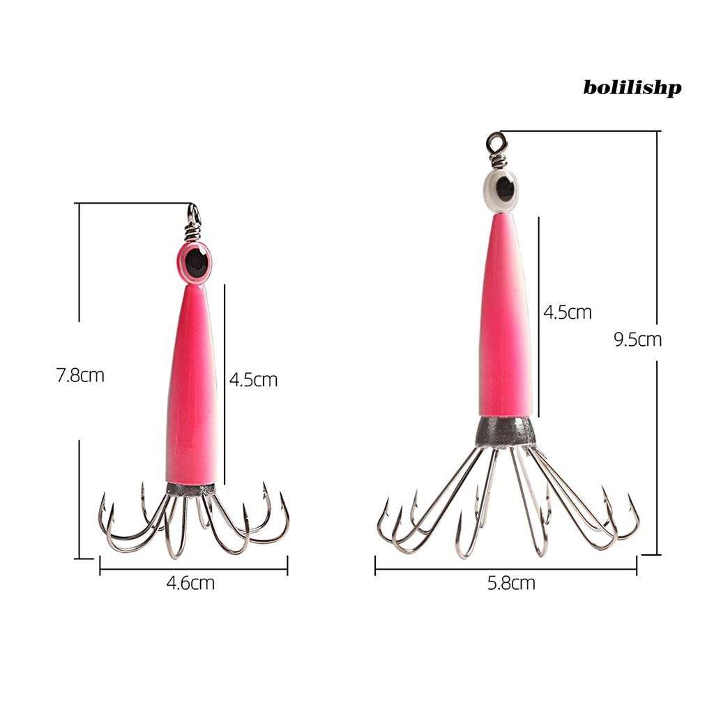 Bo-squid Jig Hook8Per10Jarum Dengan Mata Tajam Warna Cerah Penembus Kuat Atraksi Ikan Universal Glow in Dark Cuttlefish Sleeve Gurita Memancing Umpan Kait Perlengkapan Memancing