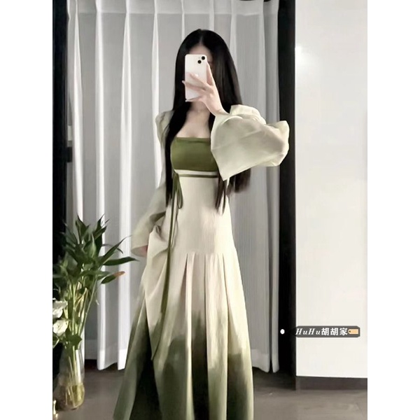 Summer thin sunscreen cover + elegant ink painting long skirt women's new Chinese suit