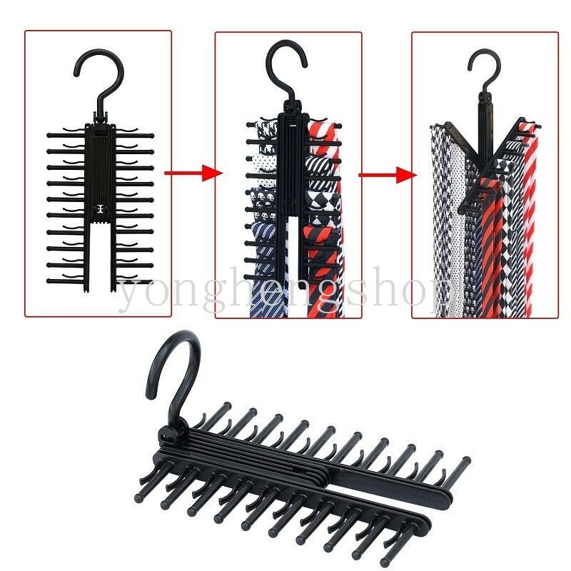 Kreatif Dapat Disesuaikan 360derajat Berputar 20baris Kait Dasi Rak Penyimpanan Dasi Dasi Gantungan Sabuk Syal Holder Lemari Organizer