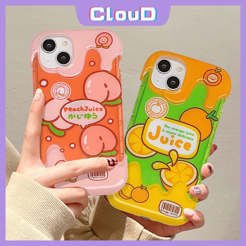 Musim Panas Fruits 3D Ice Cream Cute Case Kompatibel Untuk IPhone 7Plus XR 11 13 14 12 Pro Max 7 8 Plus X XS Max SE 2020 8Plus INS Korea Peaches Jeruk Silicon Lembut Penutup Belakang