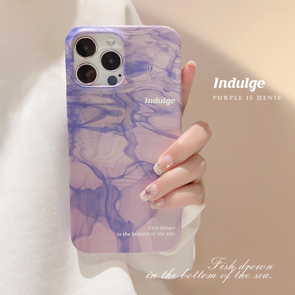 Ins Ungu Riak Air Hard Shell Film Fotografi Case Untuk Iphone SE 2020 7 /8 Plus 14x XR XM 11 12 13 PRO MAX Casing Cover Pelindung AT0281