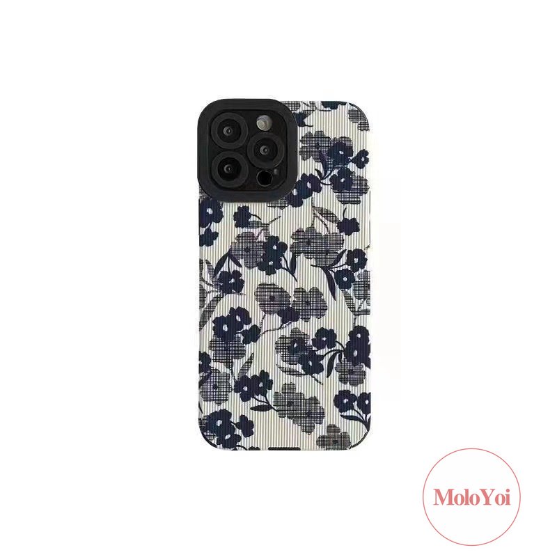 Casing Silikon Tahan Guncangan Kulit Mewah Kompatibel Untuk IPhone XR XS X Max 11 Pro Max 7Plus 11 13 14 12 Pro Max8 7 Plus Retro Tekstur Bunga Stiker Lembut Tpu Phone Cover