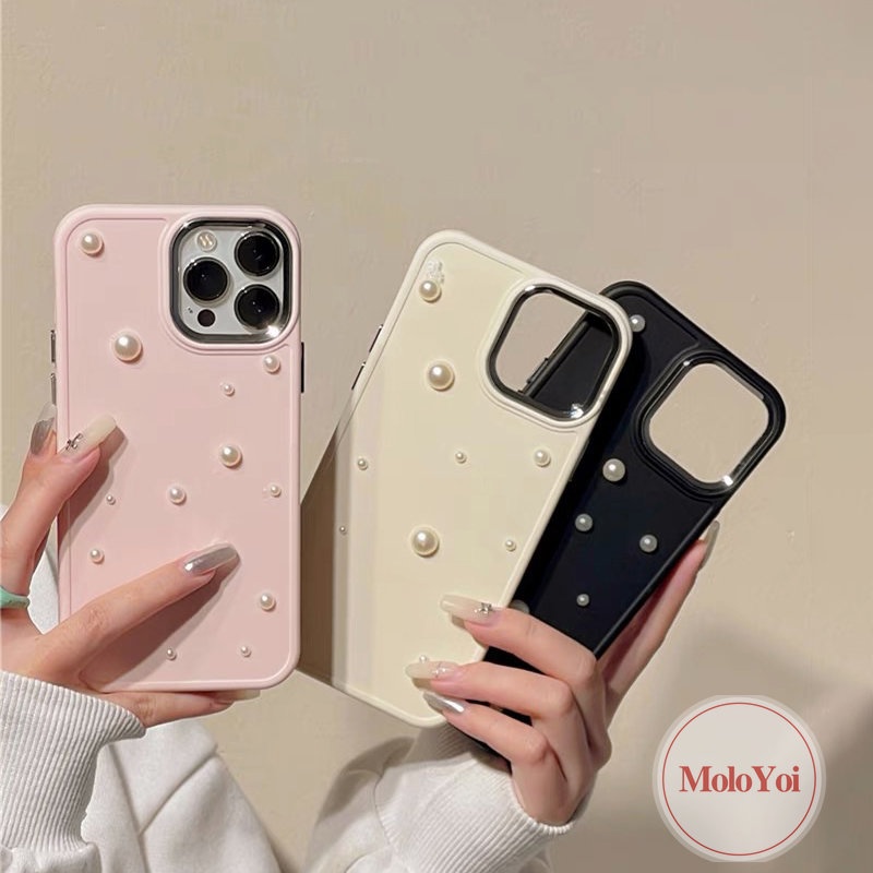 3d Pearl Electroplate Romantic Starry Sky Case Kompatibel Untuk IPhone 7Plus 13 14 12 Pro MAX 11 Pro MAX 14 7 8 Plus XR X 8plus XS MAX Mewah Simple Plating Shockproof Soft TPU Case