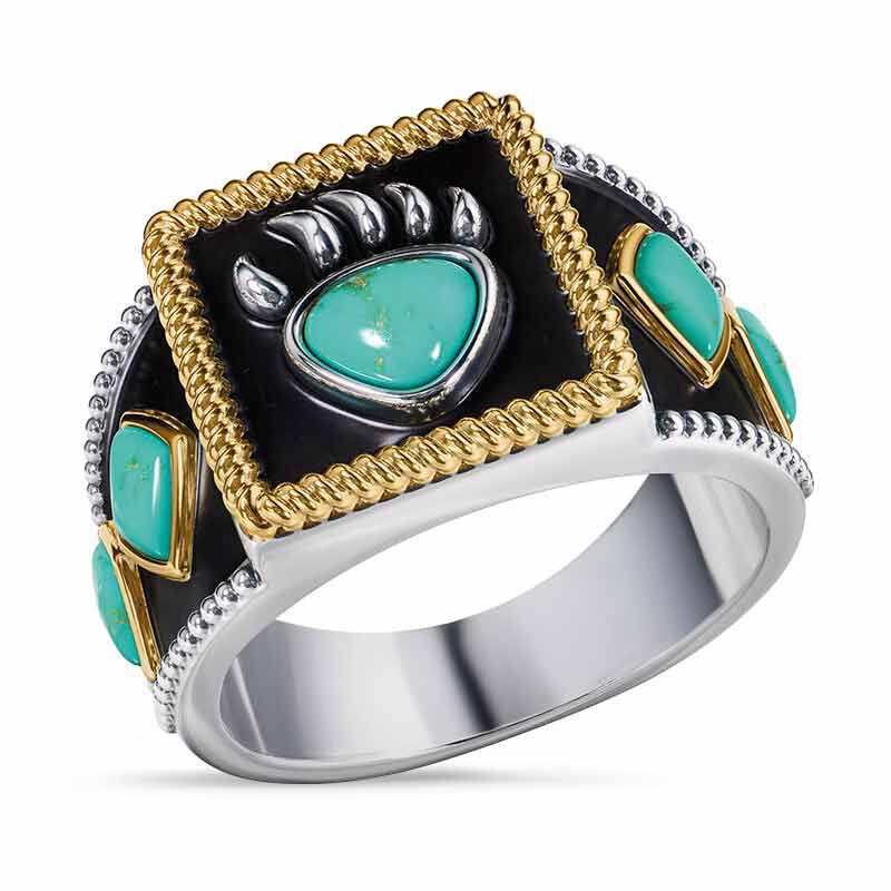 Goldkingdom Aksesoris Perhiasan Fashion Ready Stock Legend of Bear Claw Cincin Pria Viking Warrior Turquoise Bear Claw Ring