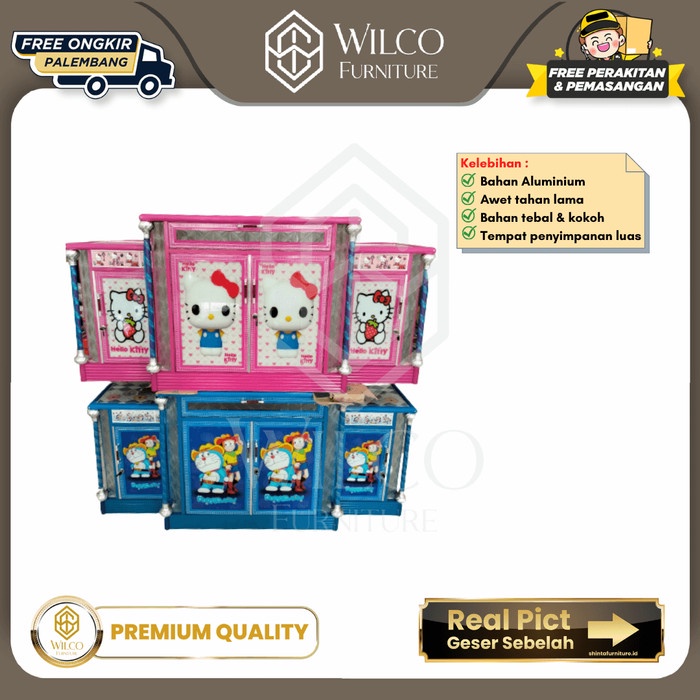 Bufet Tv Aluminium 2 Meter / Meja Tv Karakter Hello Kitty Doraemon