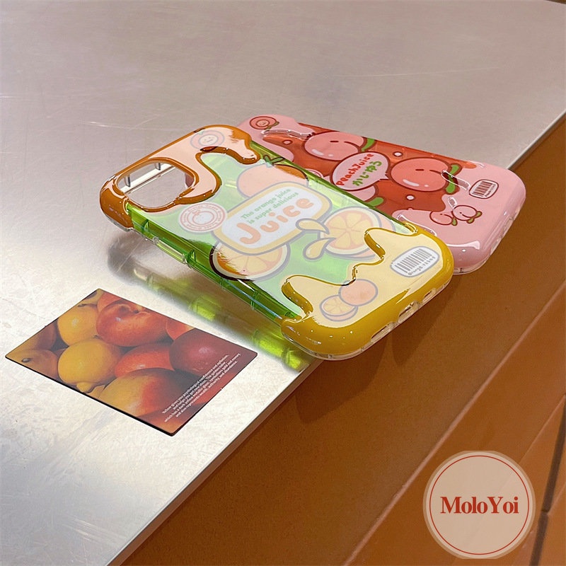 IPHONE 3d Ice Cream Peaches Oranges Case Kompatibel Untuk Iphone7 8 Plus 8Plus 11 14 12 13 Pro Max XR XS X Max 7Plus SE 2020 INS Korea Musim Panas Buah-Buahan Lucu Lembut Silicon Penutup Belakang