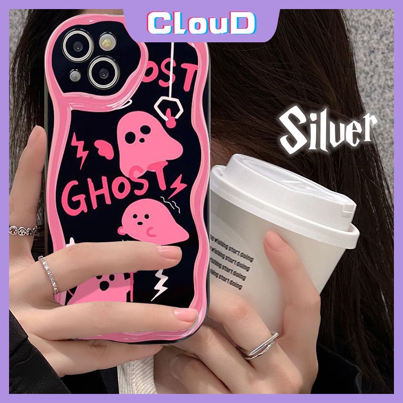 IPHONE Casing Ponsel Monster Kecil Hantu Lucu Imut Kompatibel Untuk Iphone7 8 6s 6plus11 13 12 14 Pro Max XR X XS Max SE 2020 Shockproof Glossy 3D Wavy Curved Edge Soft Tpu Cover