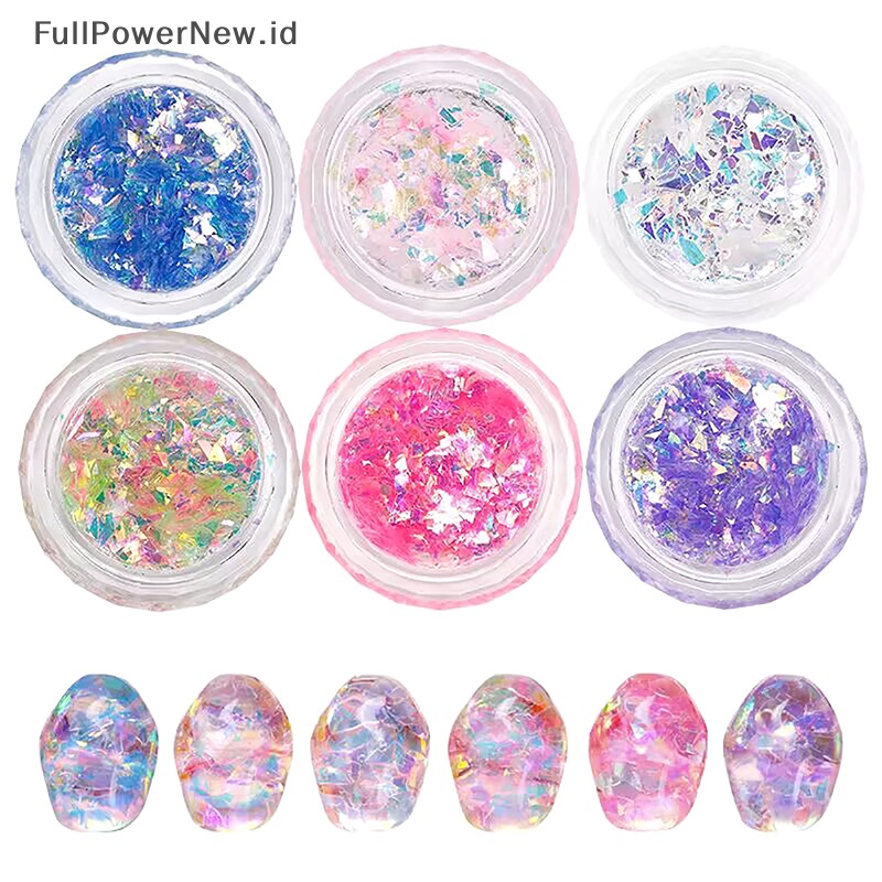 Power Nail Art Dekorasi Aurora Pecah Foil Kaca Laser Cellophane Nail Foil Film ID